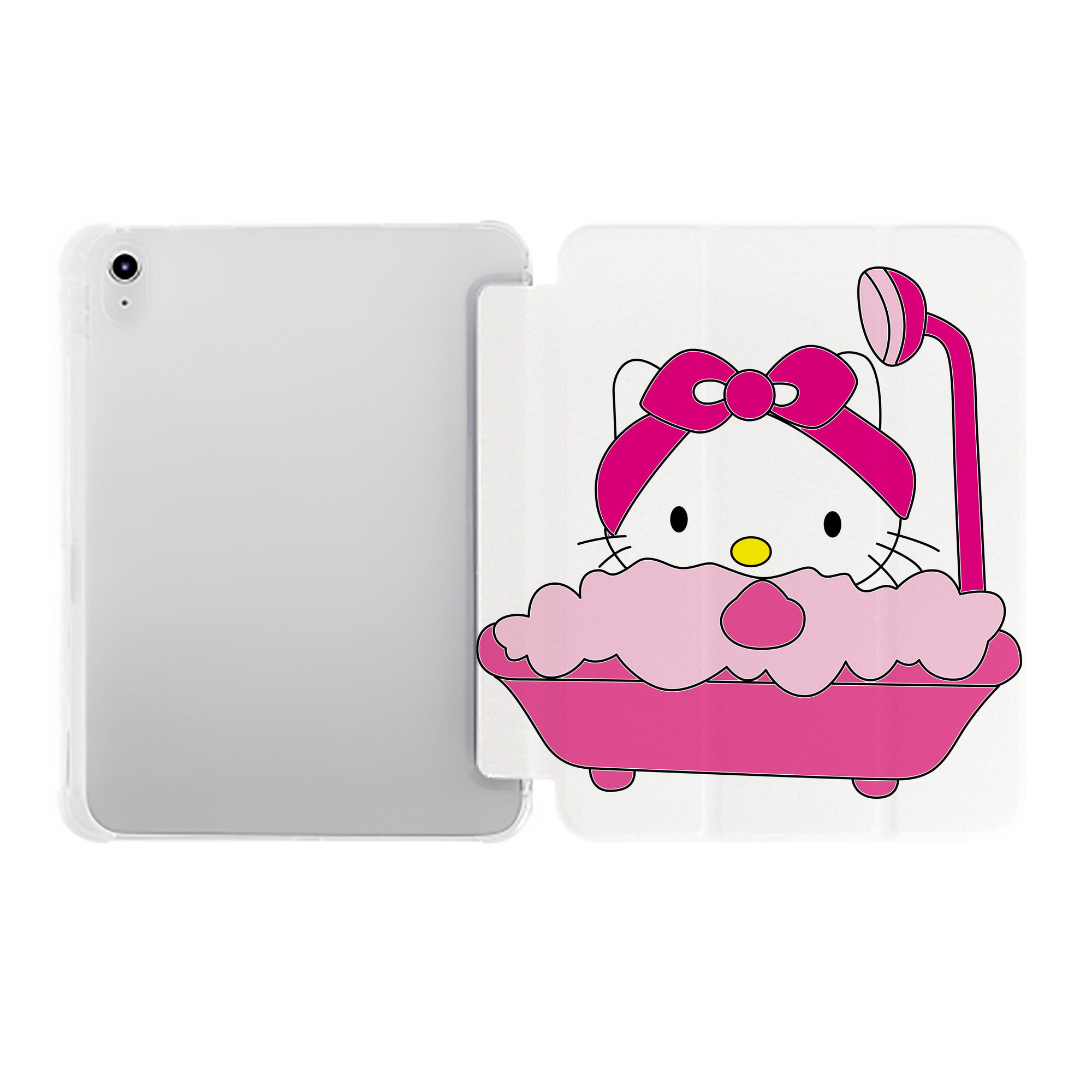 （画像用） Hello Kitty ハローキティ IPad ケース ペン収納付き 三つ折りスタンド PUレザー×シリコン 対応機種9.5/10.5/10.9インチ